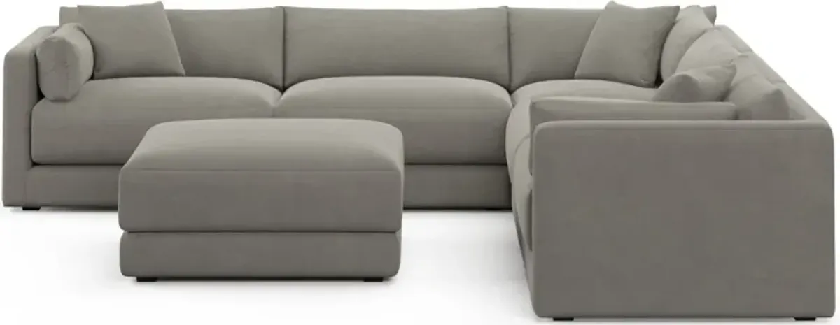 Malibu 5-Piece Sectional and Ottoman - Abington Fog