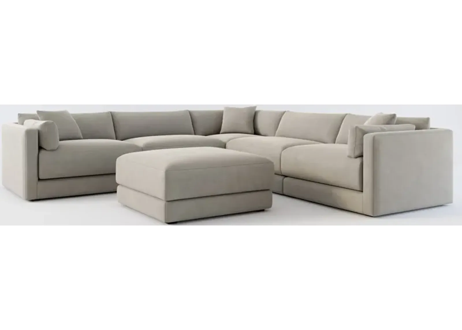 Malibu 5-Piece Sectional and Ottoman - Abington Fog