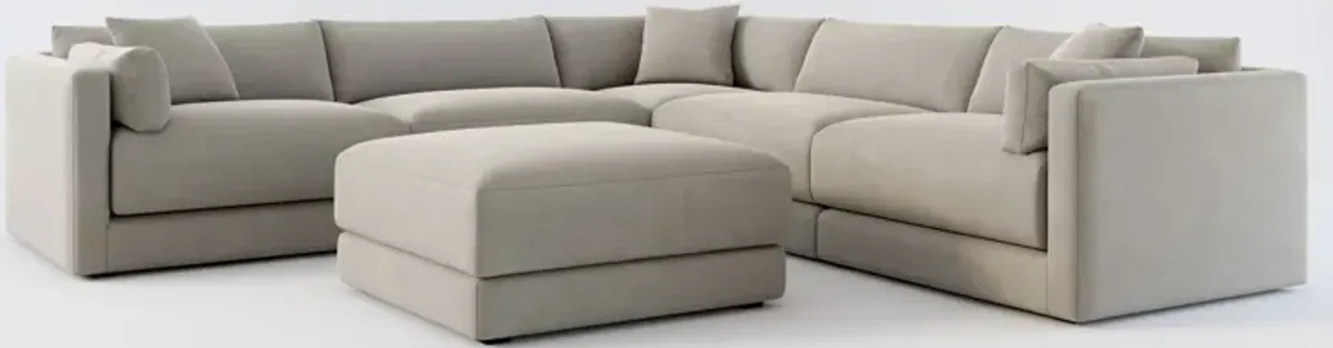 Malibu 5-Piece Sectional and Ottoman - Abington Fog