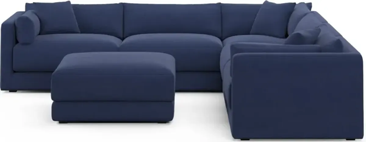 Malibu 5-Piece Sectional and Ottoman - Abington Indigo