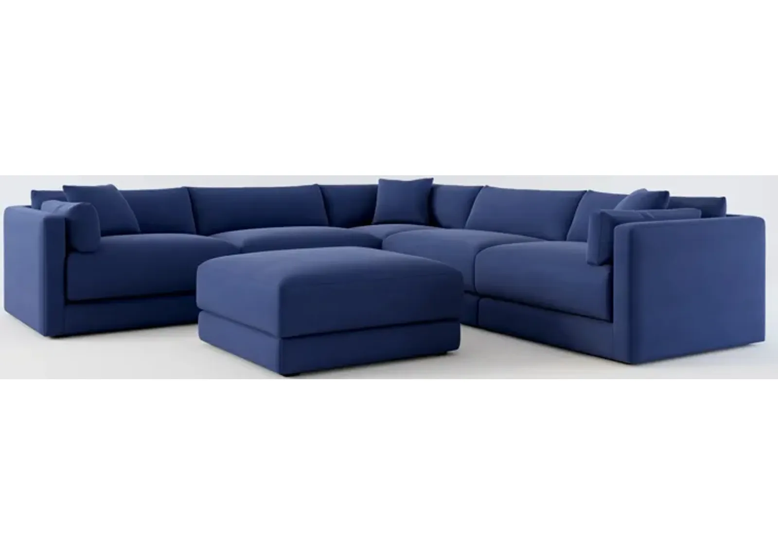 Malibu 5-Piece Sectional and Ottoman - Abington Indigo