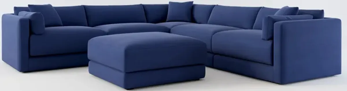 Malibu 5-Piece Sectional and Ottoman - Abington Indigo