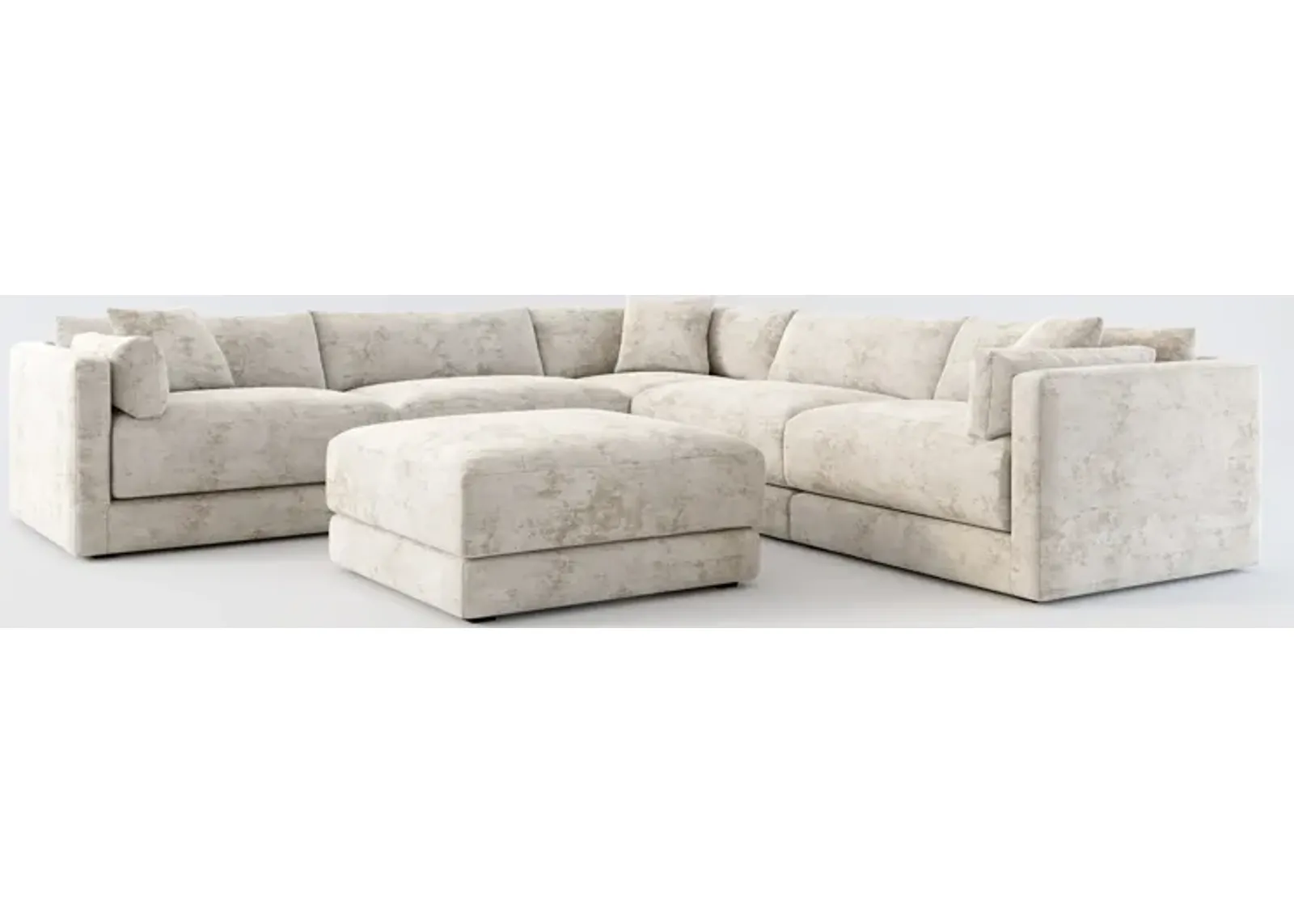 Malibu 5-Piece Sectional and Ottoman - Hearth Cement