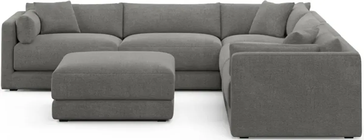 Malibu 5-Piece Sectional and Ottoman - Living Large Charcoal