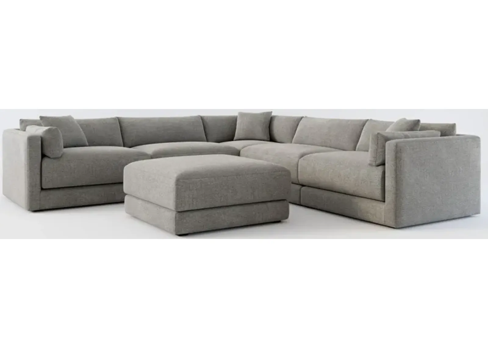 Malibu 5-Piece Sectional and Ottoman - Living Large Charcoal