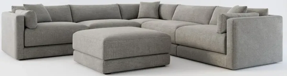 Malibu 5-Piece Sectional and Ottoman - Living Large Charcoal