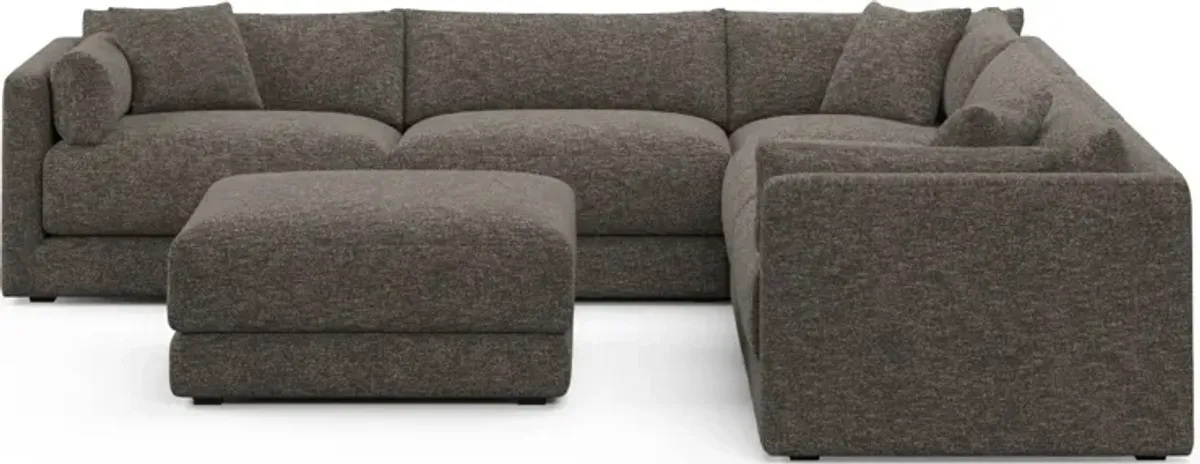 Malibu 5-Piece Sectional and Ottoman - M Walnut