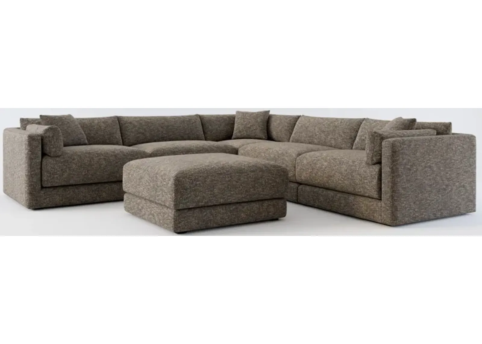 Malibu 5-Piece Sectional and Ottoman - M Walnut