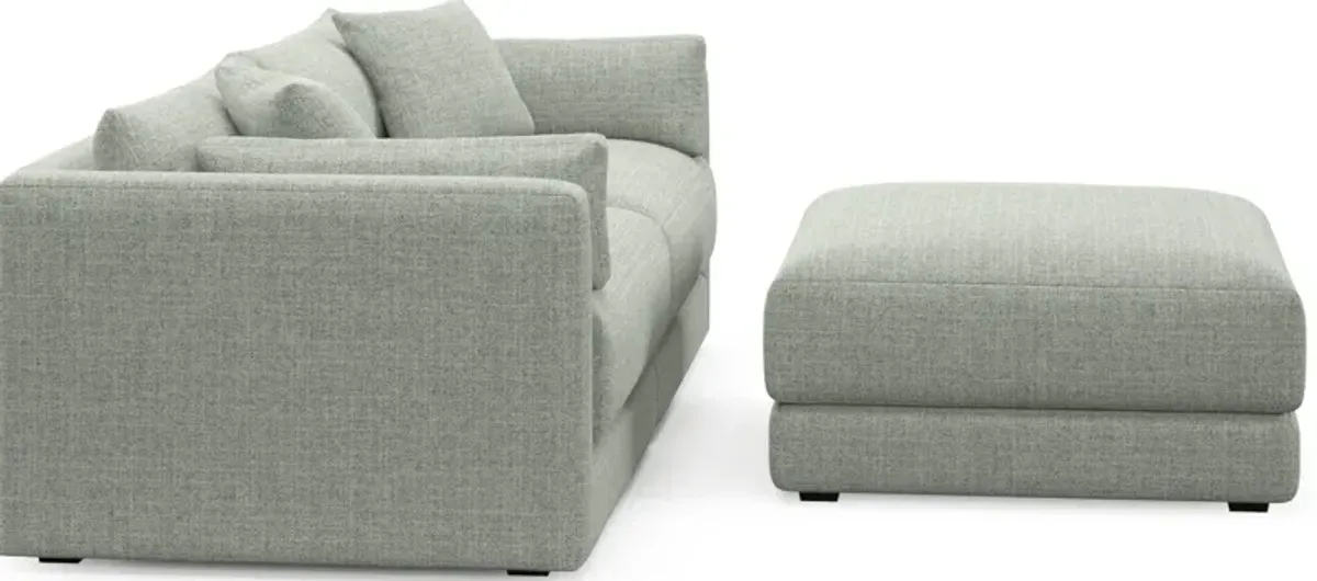 Malibu 2-Piece Sofa and Ottoman - Broderick Sea Glass