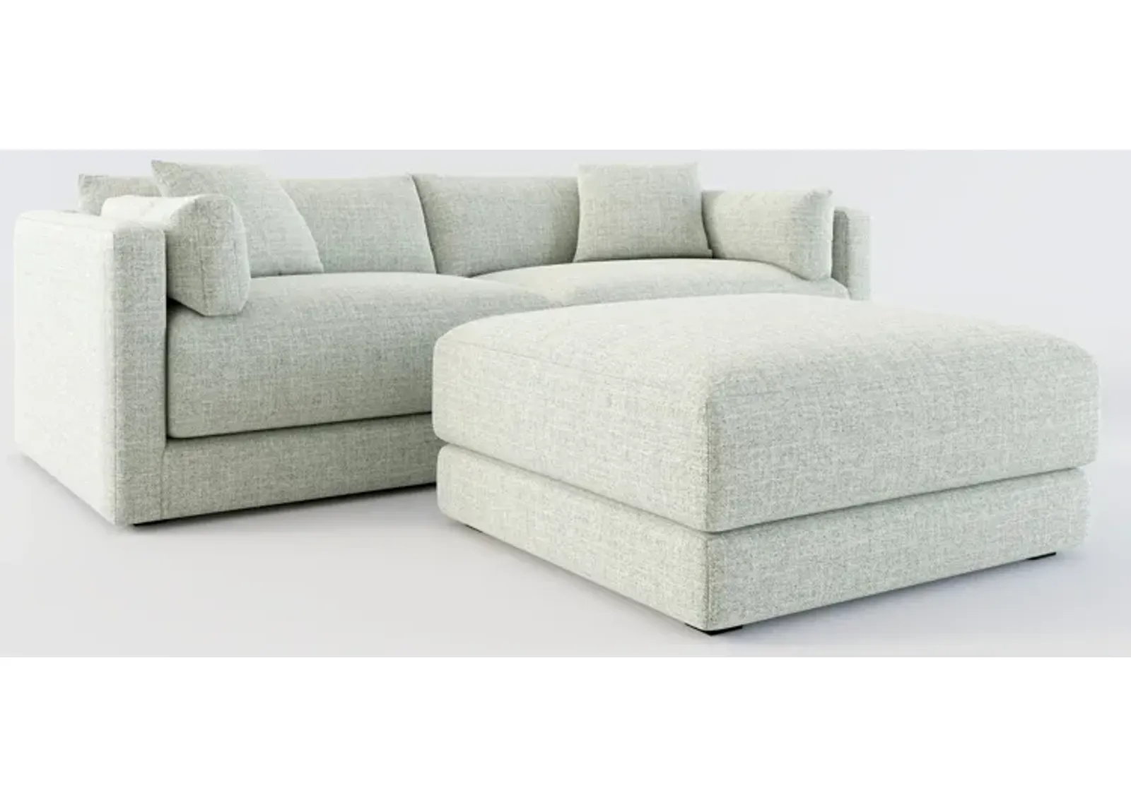 Malibu 2-Piece Sofa and Ottoman - Broderick Sea Glass