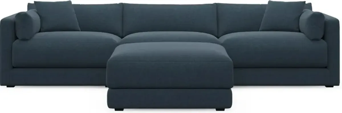 Malibu 3-Piece Sofa and Ottoman - Broderick Indigo