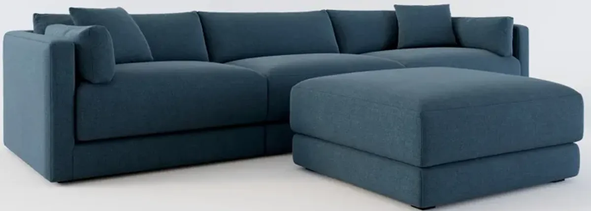 Malibu 3-Piece Sofa and Ottoman - Broderick Indigo