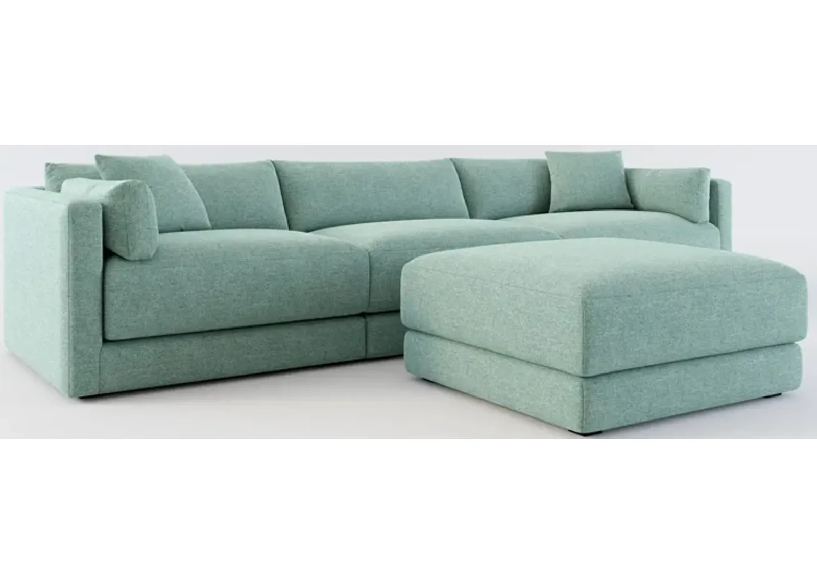 Malibu 3-Piece Sofa and Ottoman - Bridger Jade