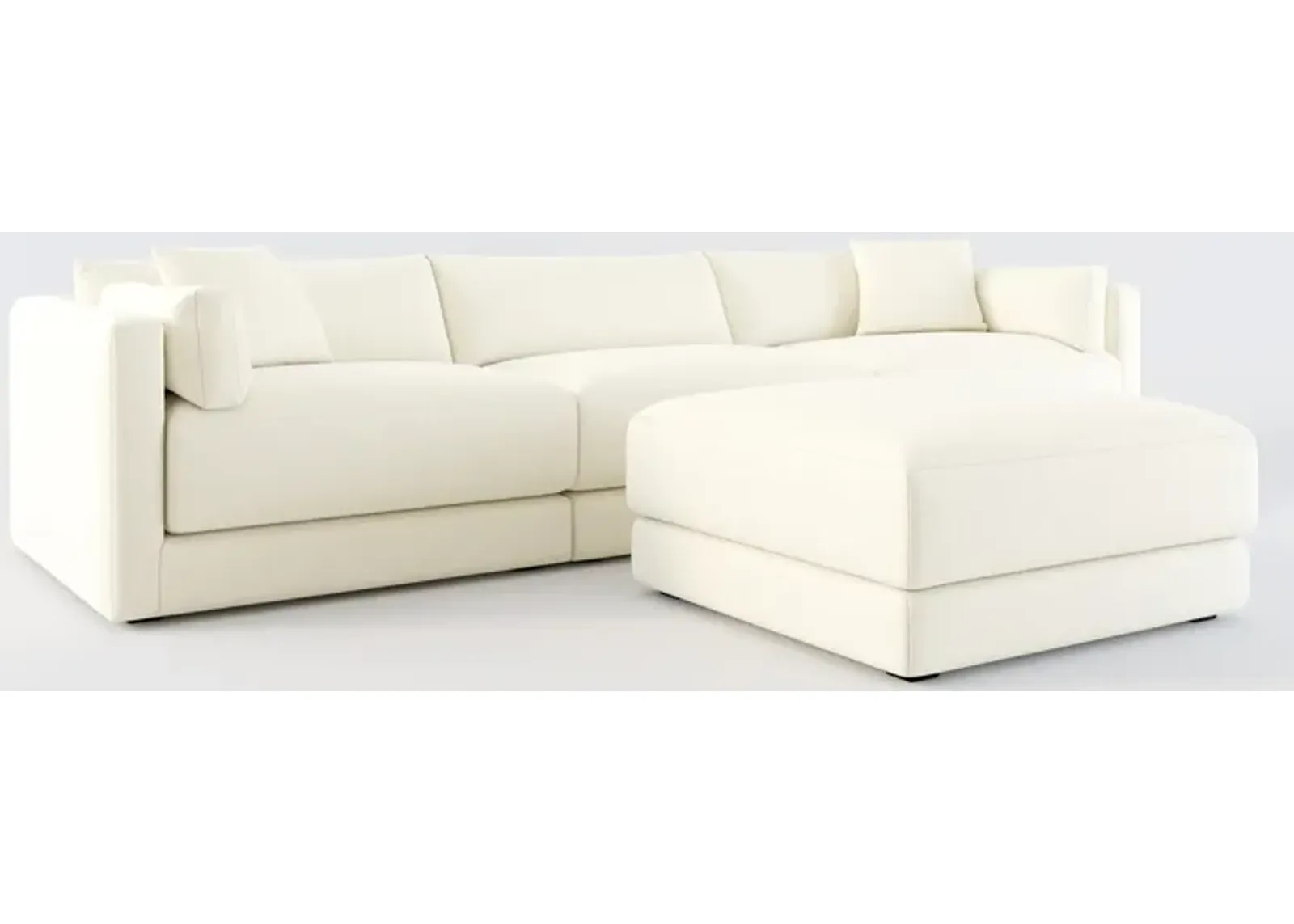 Malibu 3-Piece Sofa and Ottoman - Fincher Ivory