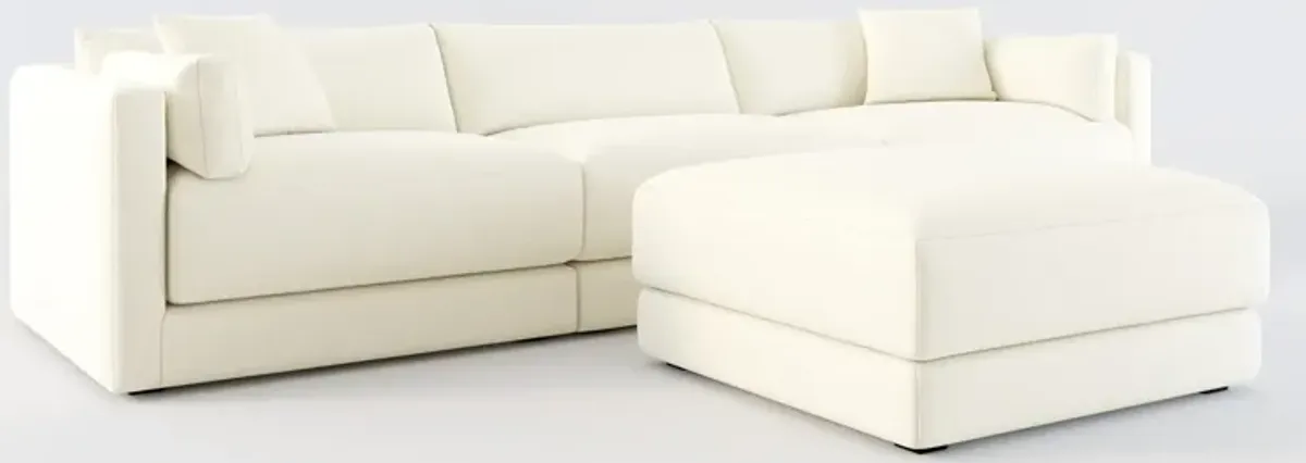 Malibu 3-Piece Sofa and Ottoman - Fincher Ivory