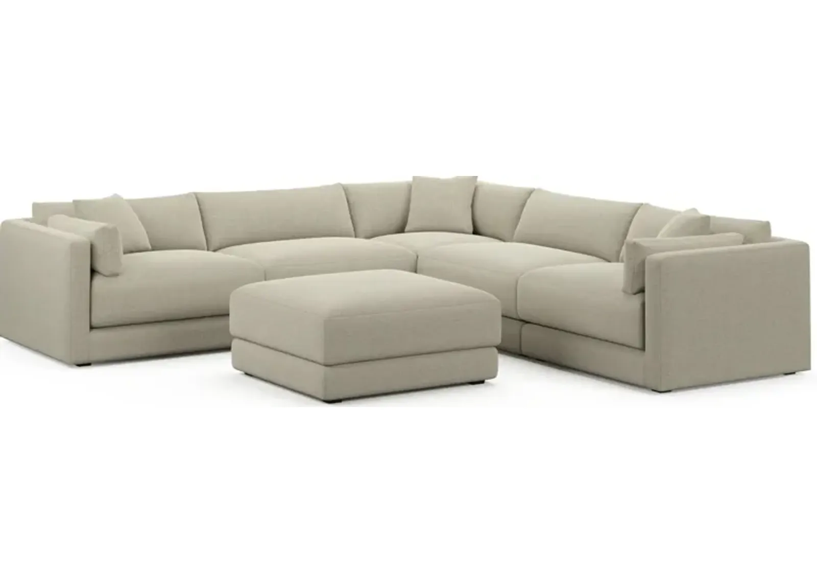 Malibu 5-Piece Sectional and Ottoman - Broderick Charcoal