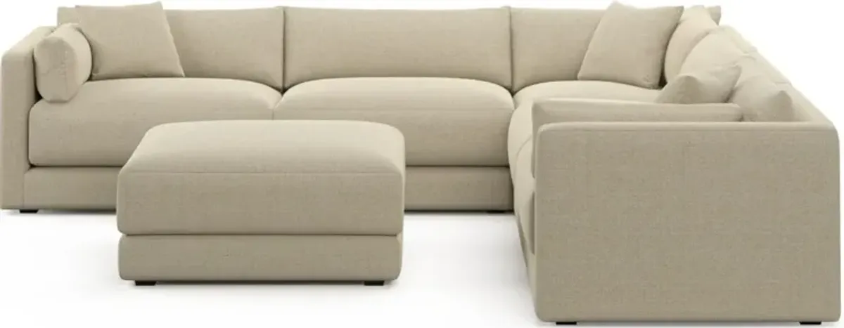 Malibu 5-Piece Sectional and Ottoman - Broderick Sand