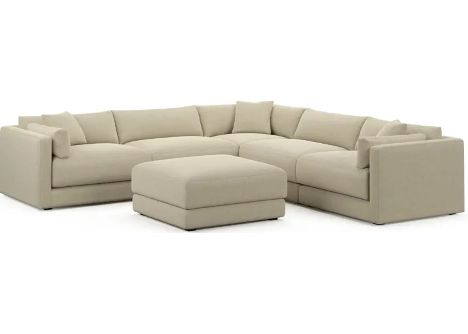 Malibu 5-Piece Sectional and Ottoman - Broderick Sand