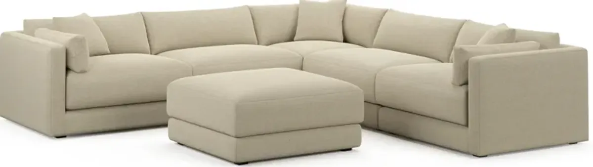 Malibu 5-Piece Sectional and Ottoman - Broderick Sand