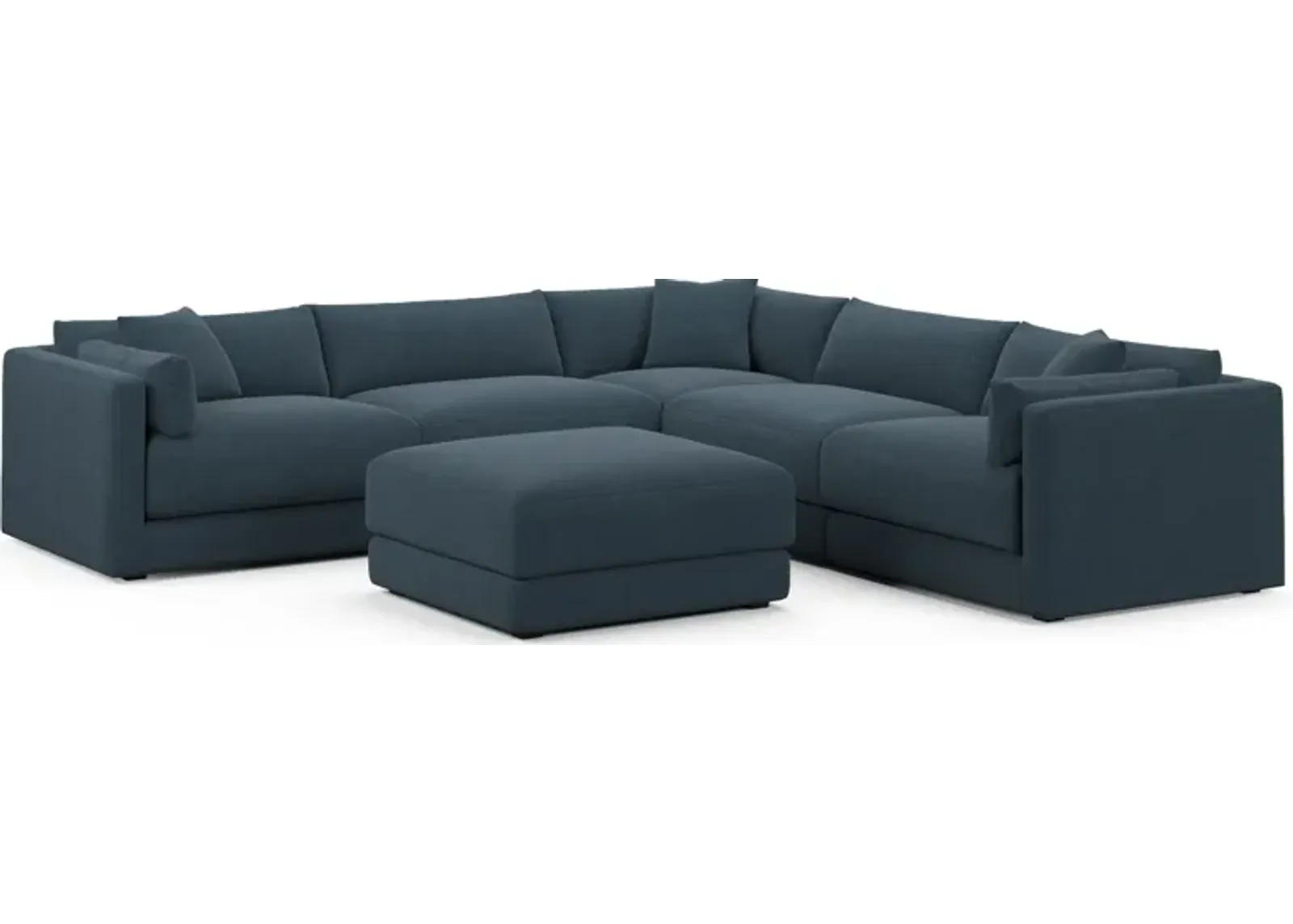 Malibu 5-Piece Sectional and Ottoman - Broderick Indigo