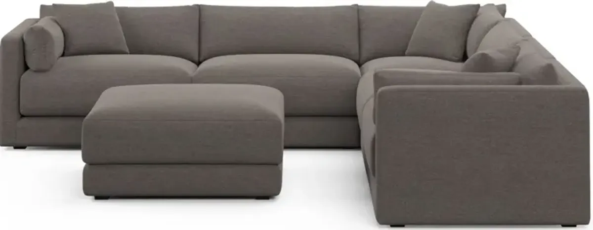 Malibu 5-Piece Sectional and Ottoman - Presidio Steel