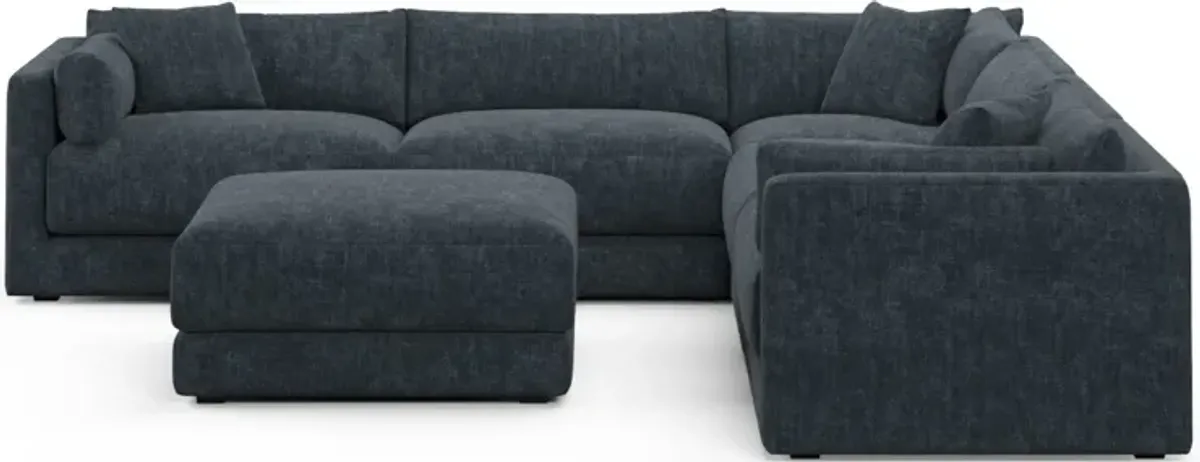 Malibu 5-Piece Sectional and Ottoman - Argo Navy