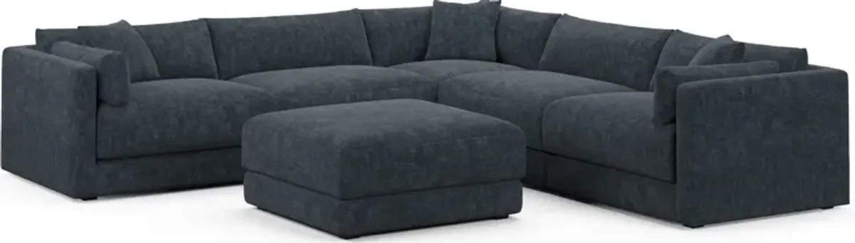 Malibu 5-Piece Sectional and Ottoman - Argo Navy