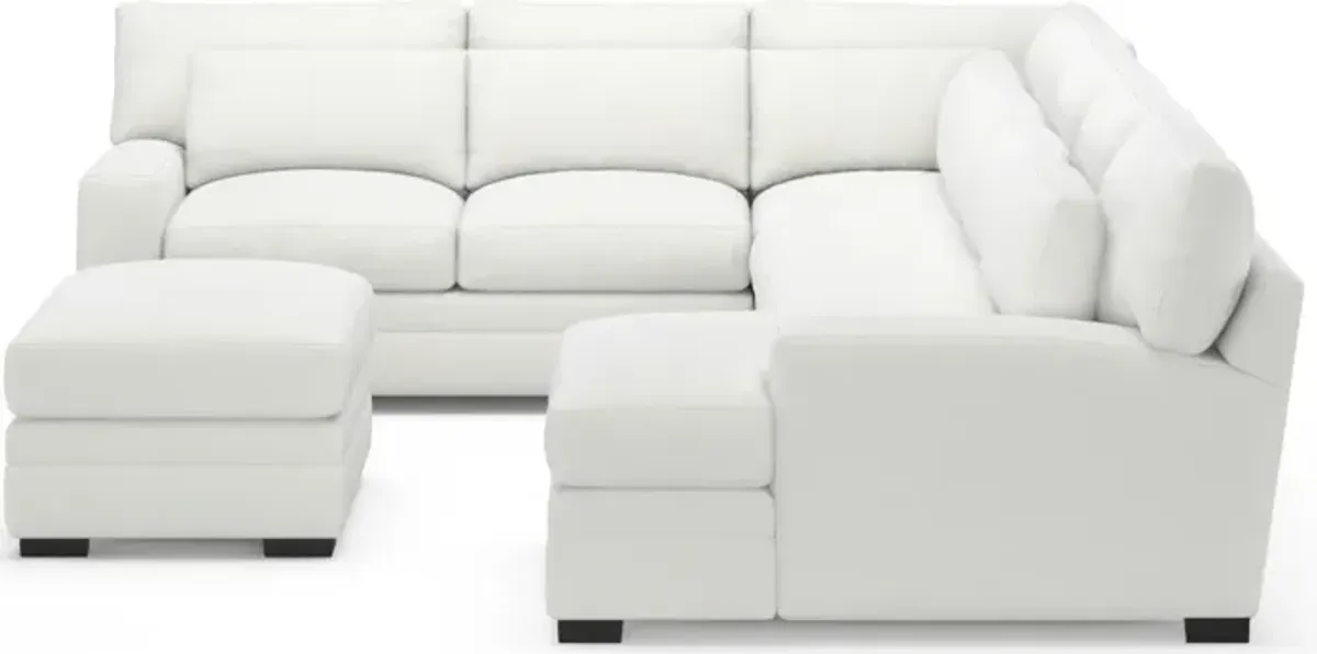 Winston Foam Comfort 5-Piece Sectional with Right-Facing Chaise and Ottoman - Contessa Vanilla