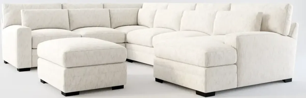 Winston Foam Comfort 5-Piece Sectional with Right-Facing Chaise and Ottoman - P.T. Cream