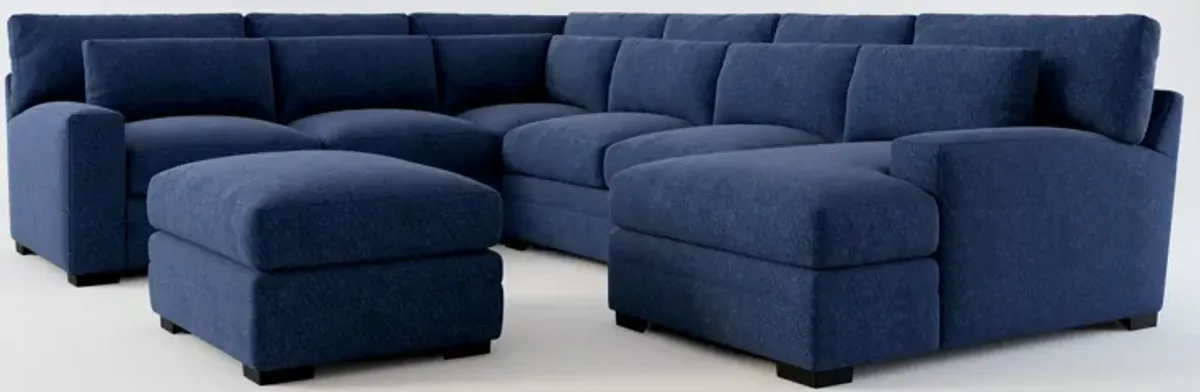 Winston Foam Comfort 5-Piece Sectional with Right-Facing Chaise and Ottoman - Oslo Navy