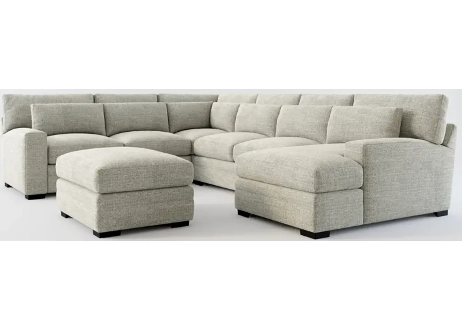 Winston Foam Comfort 5-Piece Sectional with Right-Facing Chaise and Ottoman - Pandora Pepper