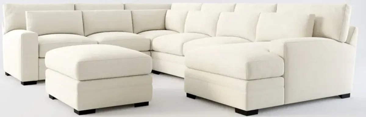 Winston Foam Comfort 5-Piece Sectional with Right-Facing Chaise and Ottoman - Curious Pearl