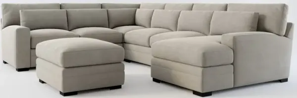 Winston Foam Comfort 5-Piece Sectional with Right-Facing Chaise and Ottoman - Abington Fog