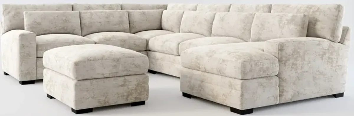 Winston Foam Comfort 5-Piece Sectional with Right-Facing Chaise and Ottoman - Hearth Cement