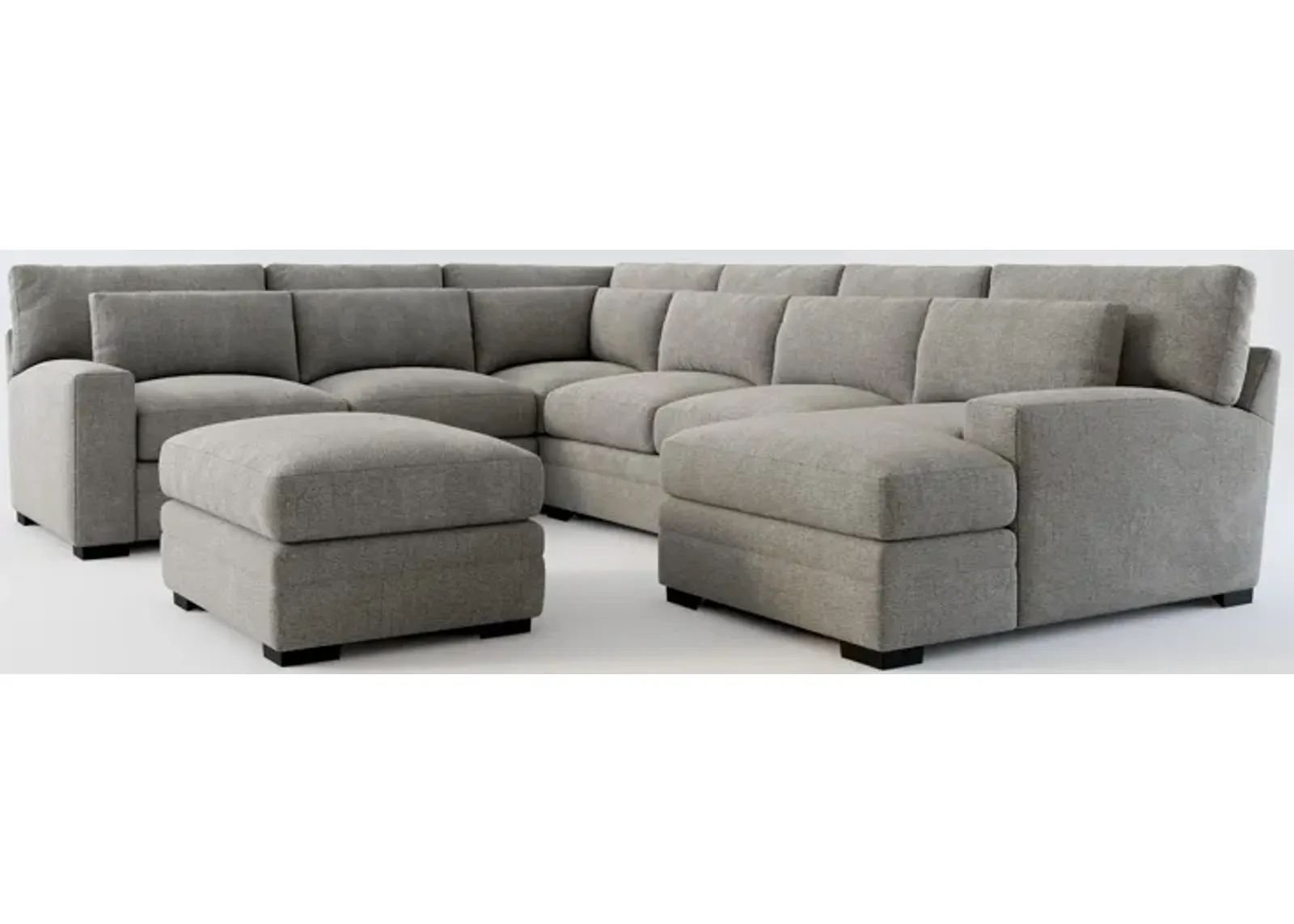 Winston Foam Comfort 5-Piece Sectional with Right-Facing Chaise and Ottoman - Living Large Charcoal