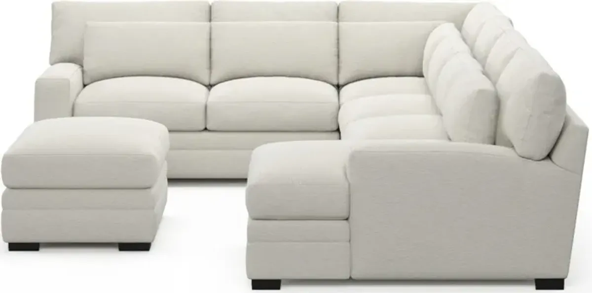 Winston Foam Comfort 5-Piece Sectional with Right-Facing Chaise and Ottoman - Living Large White