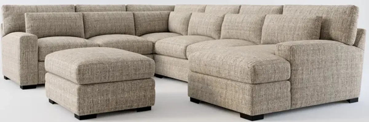 Winston Foam Comfort 5-Piece Sectional with Right-Facing Chaise and Ottoman - Mason Flint