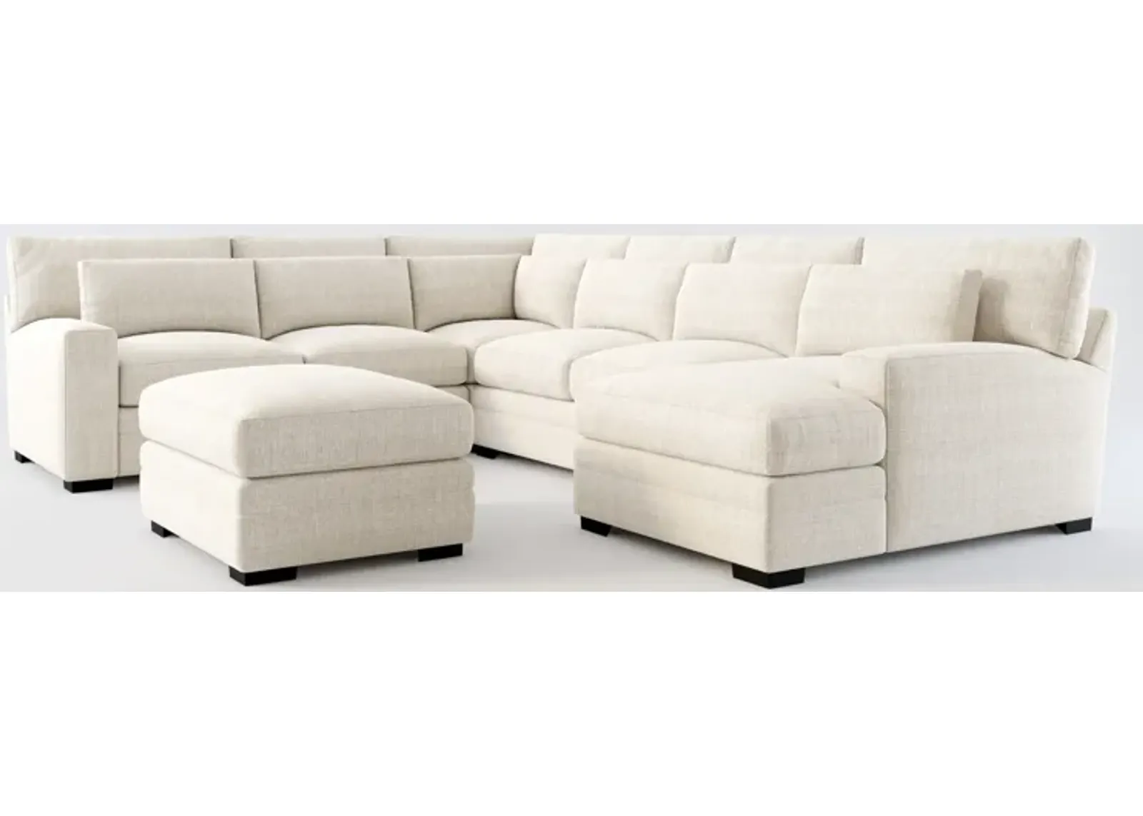 Winston Foam Comfort 5-Piece Sectional with Right-Facing Chaise and Ottoman - Mason Porcelain