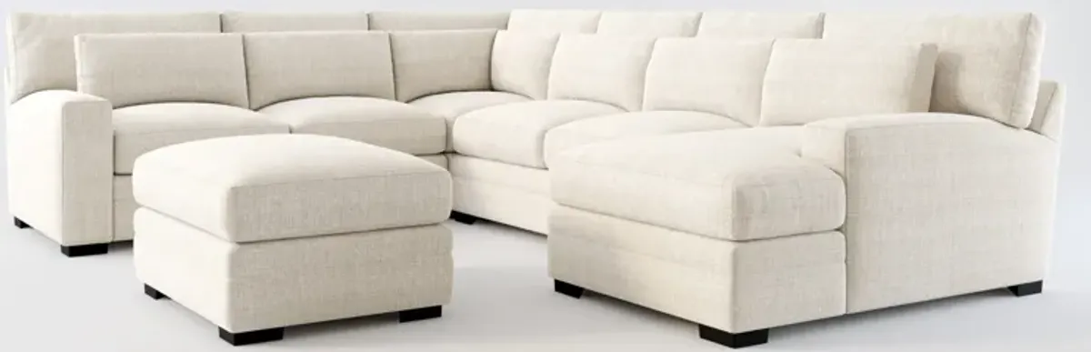 Winston Foam Comfort 5-Piece Sectional with Right-Facing Chaise and Ottoman - Mason Porcelain