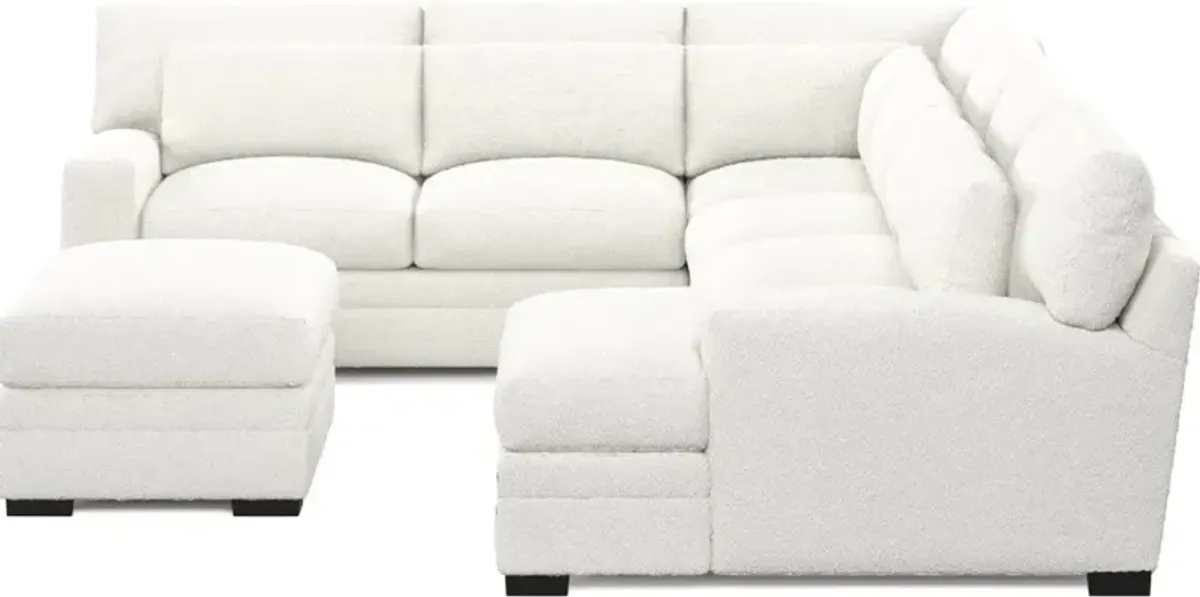 Winston Foam Comfort 5-Piece Sectional with Right-Facing Chaise and Ottoman - Bloke Snow