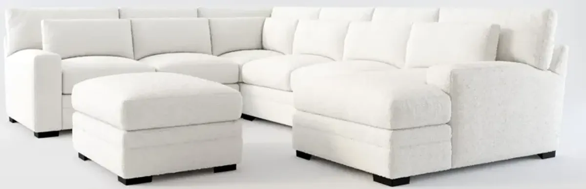 Winston Foam Comfort 5-Piece Sectional with Right-Facing Chaise and Ottoman - Bloke Snow