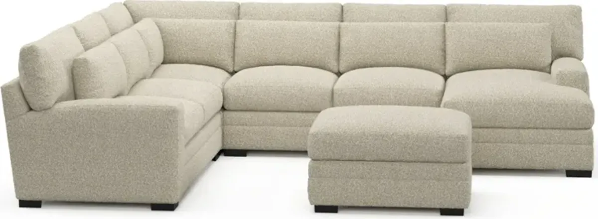 Winston Foam Comfort 5-Piece Sectional with Right-Facing Chaise and Ottoman - Bloke Cotton