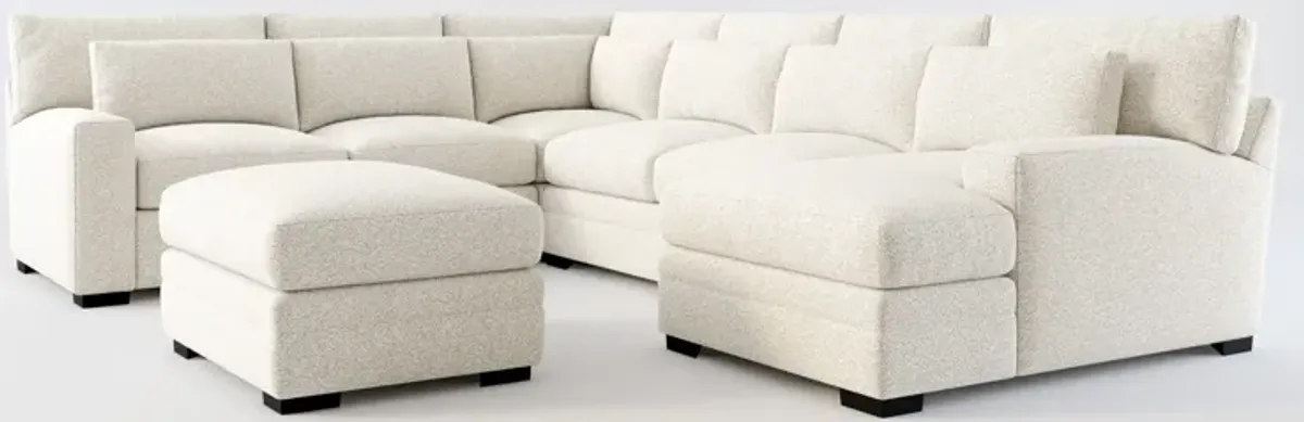 Winston Foam Comfort 5-Piece Sectional with Right-Facing Chaise and Ottoman - Muse Stone