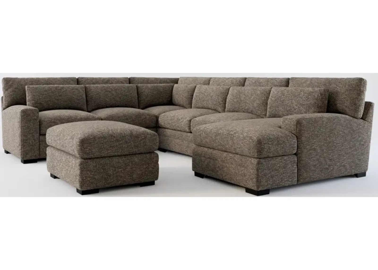 Winston Foam Comfort 5-Piece Sectional with Right-Facing Chaise and Ottoman - M Walnut