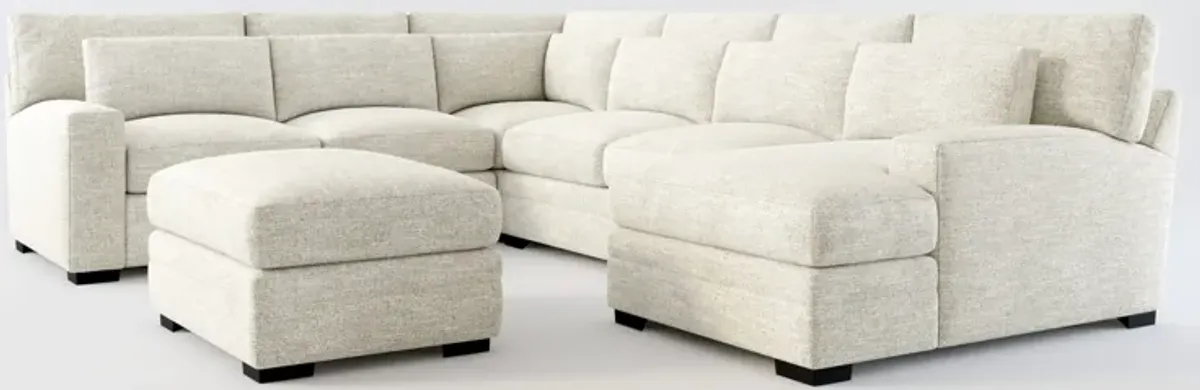 Winston Foam Comfort 5-Piece Sectional with Right-Facing Chaise and Ottoman - M Ivory