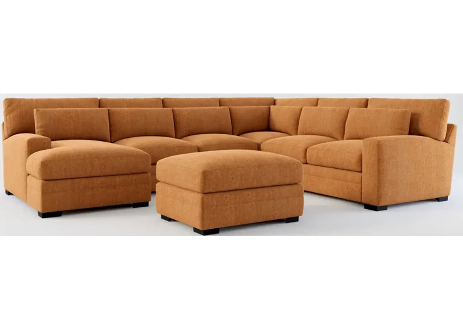 Winston Foam Comfort 5-Piece Sectional with Left-Facing Chaise and Ottoman - Contessa Ginger