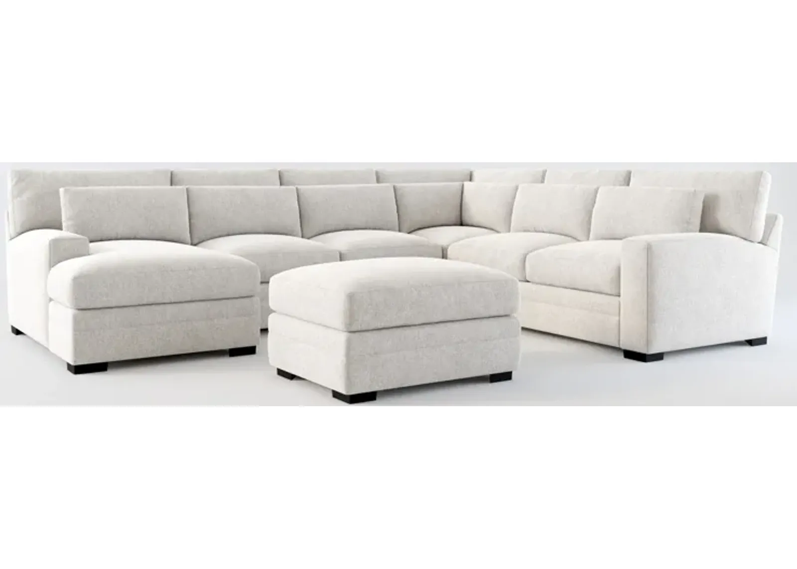 Winston Foam Comfort 5-Piece Sectional with Left-Facing Chaise and Ottoman - Burmese Granite