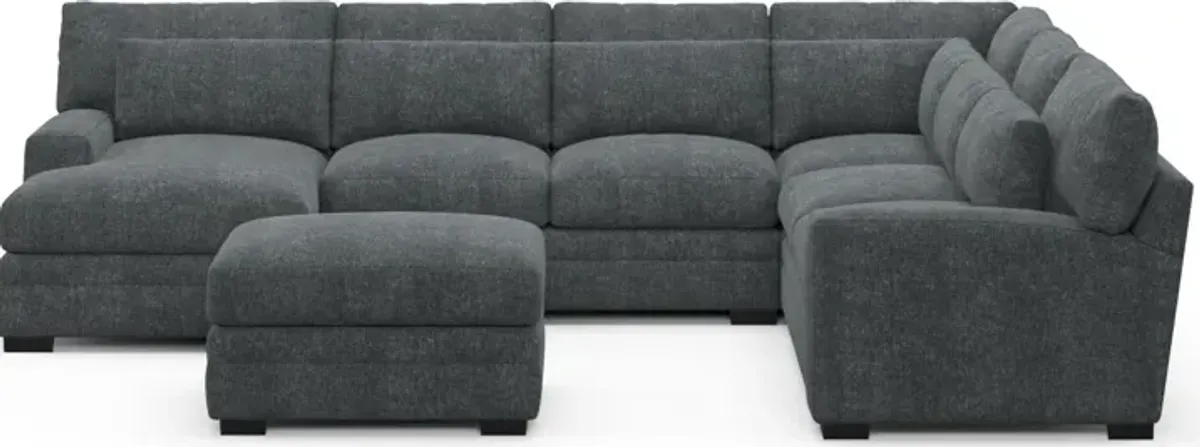 Winston Foam Comfort 5-Piece Sectional with Left-Facing Chaise and Ottoman - Contessa Shadow