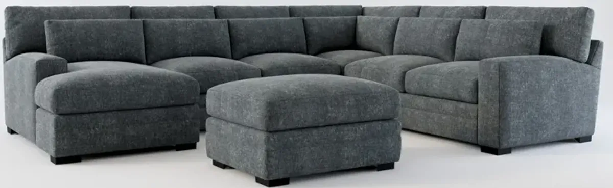 Winston Foam Comfort 5-Piece Sectional with Left-Facing Chaise and Ottoman - Contessa Shadow