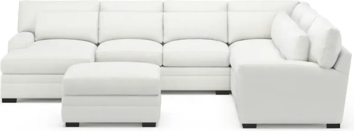 Winston Foam Comfort 5-Piece Sectional with Left-Facing Chaise and Ottoman - Contessa Vanilla